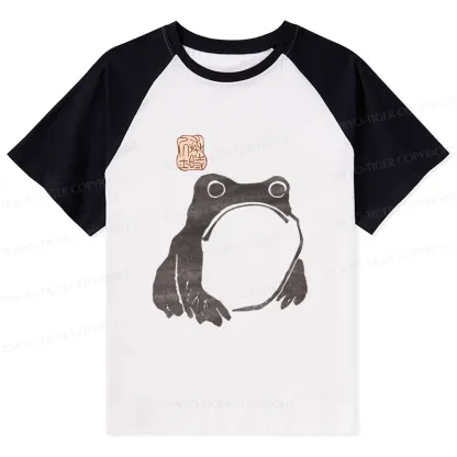 Tokyo-Tiger Matsumoto Hoji Woodblock Print Frog Raglan T-shirt