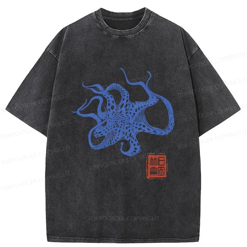 Tokyo-Tiger Deep Sea Octopus Washed T-Shirt