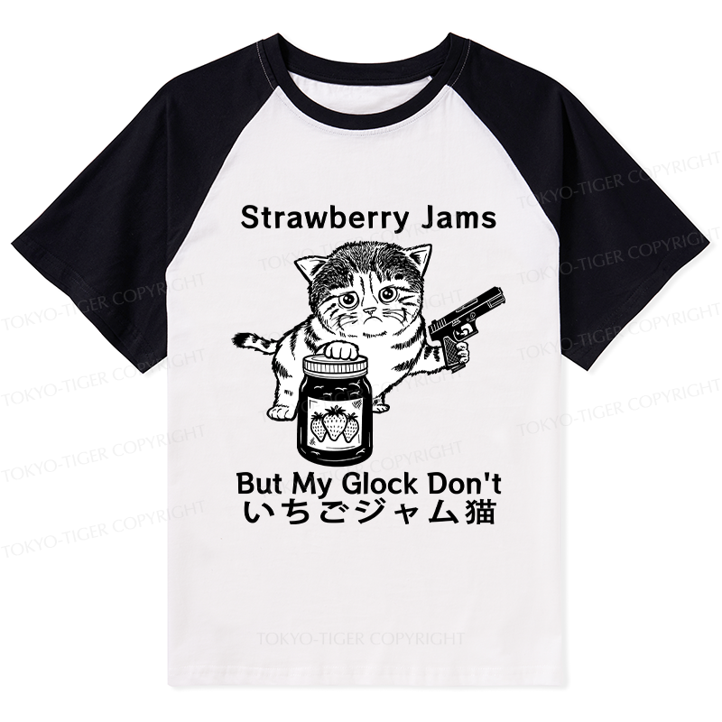 Tokyo-Tiger Strawberry Jam Cat Raglan T-shirt