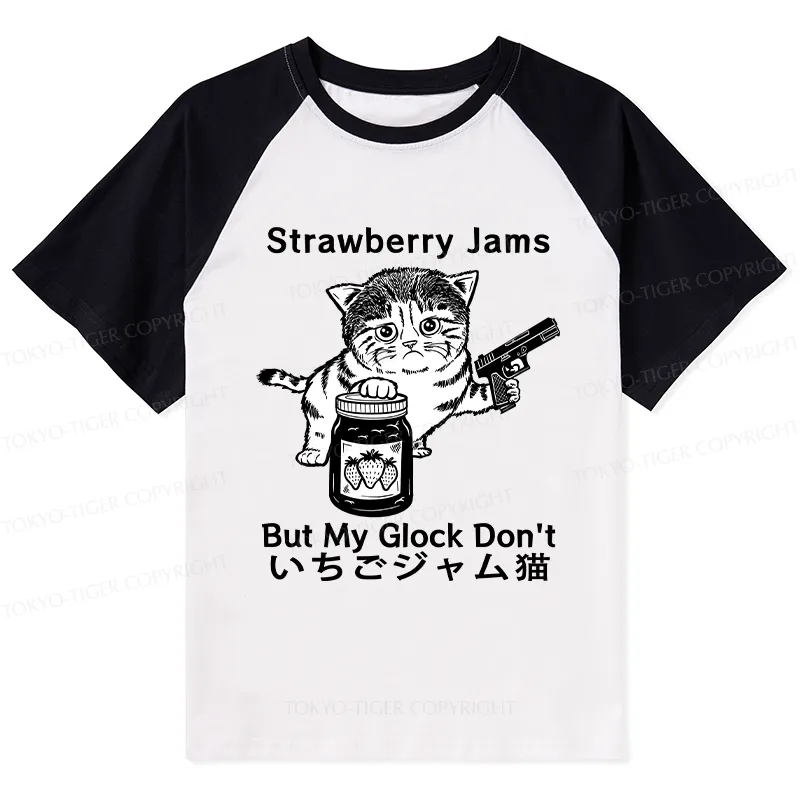 Tokyo-Tiger Strawberry Jam Cat Raglan T-shirt Sale