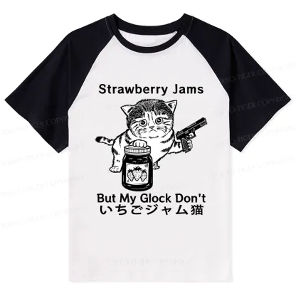Tokyo-Tiger Strawberry Jam Cat Raglan T-shirt