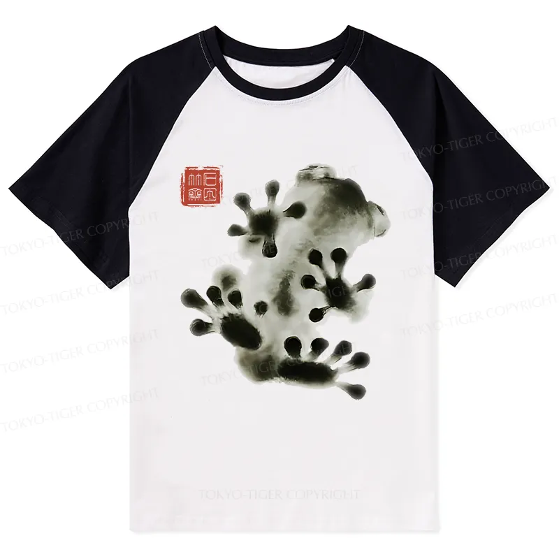 Tokyo-Tiger Ink Painting Frog Raglan T-shirt