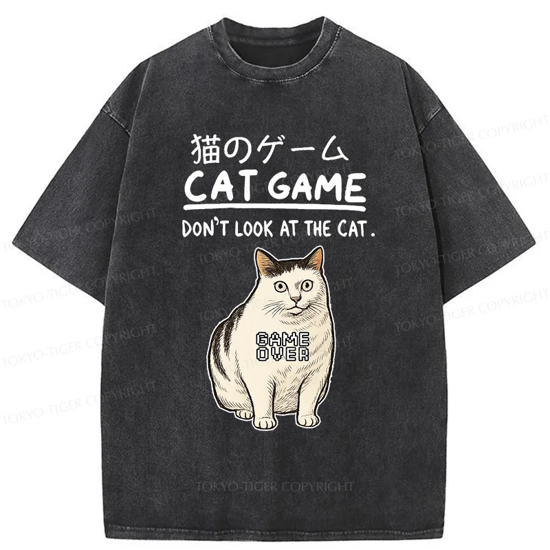 Tokyo-Tiger Don't Watch The Cat Challenge Washed T-Shirt