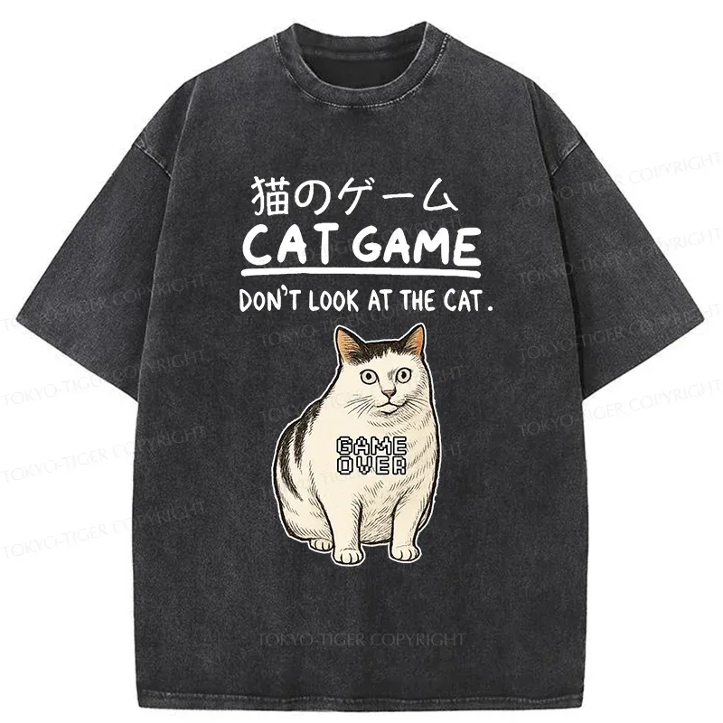 Tokyo-Tiger Don't Watch The Cat Challenge Washed T-Shirt