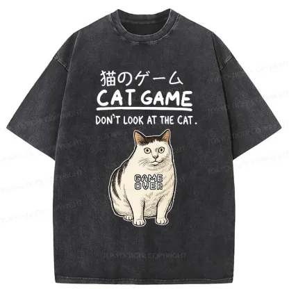 Tokyo-Tiger Don't Watch The Cat Challenge Washed T-Shirt