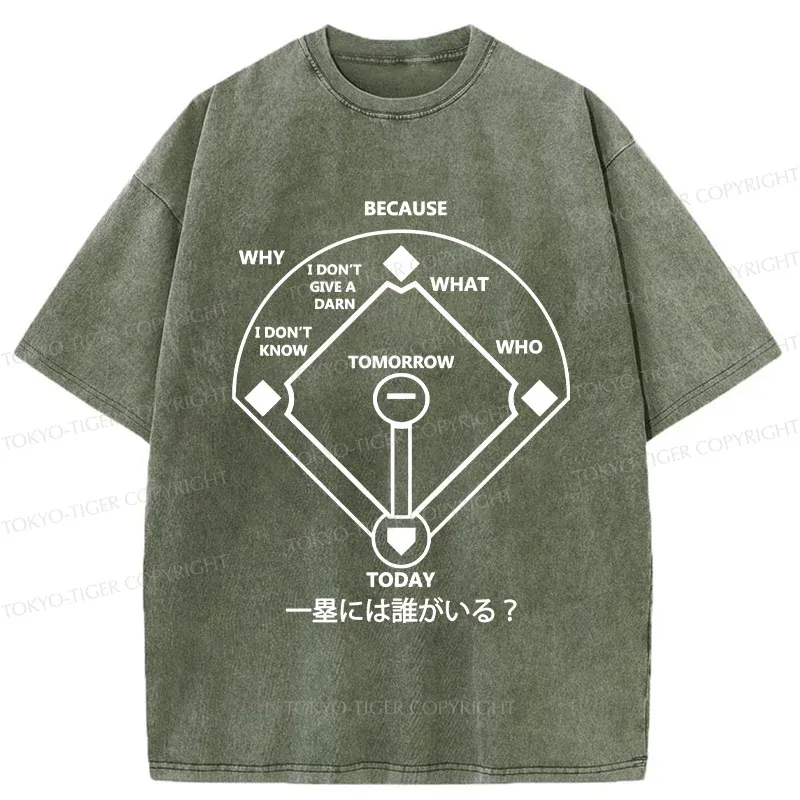 Tokyo-Tiger Funny Baseball Joke Washed T-Shirt