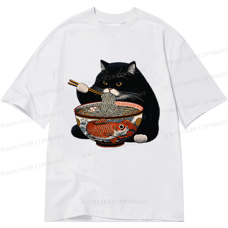 Tokyo-Tiger Fat Cat Eating Ramen Classic T-Shirt