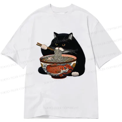 Tokyo-Tiger Fat Cat Eating Ramen Classic T-Shirt