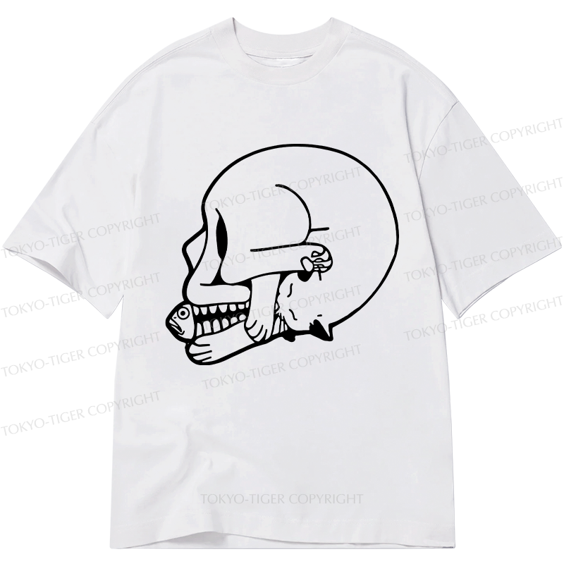 Tokyo-Tiger Funny Cat Eating Fish Classic T-Shirt