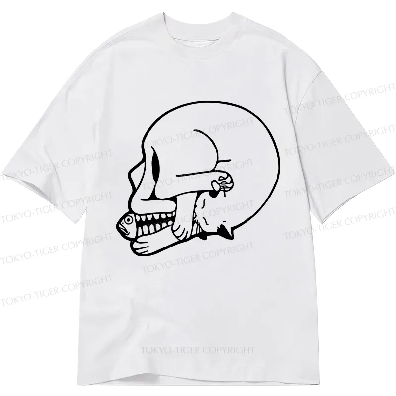 Tokyo-Tiger Funny Cat Eating Fish Classic T-Shirt Sale