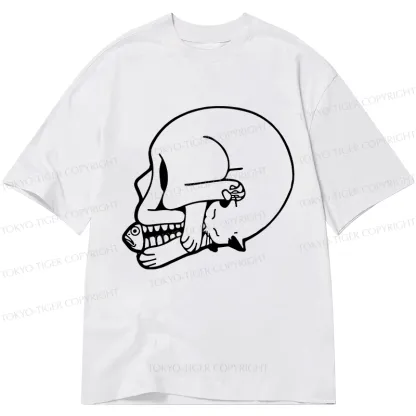 Tokyo-Tiger Funny Cat Eating Fish Classic T-Shirt