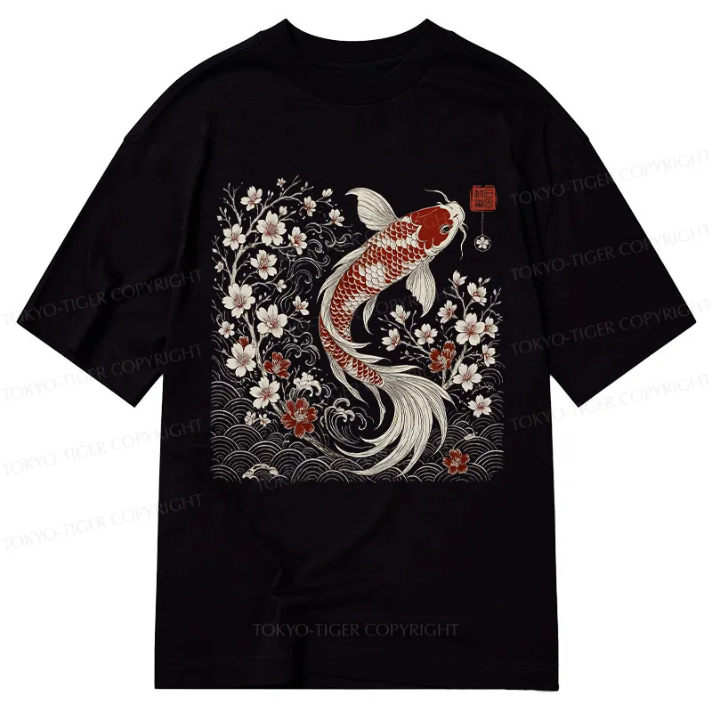 Tokyo-Tiger Vintage Sakura And Koi Classic T-Shirt