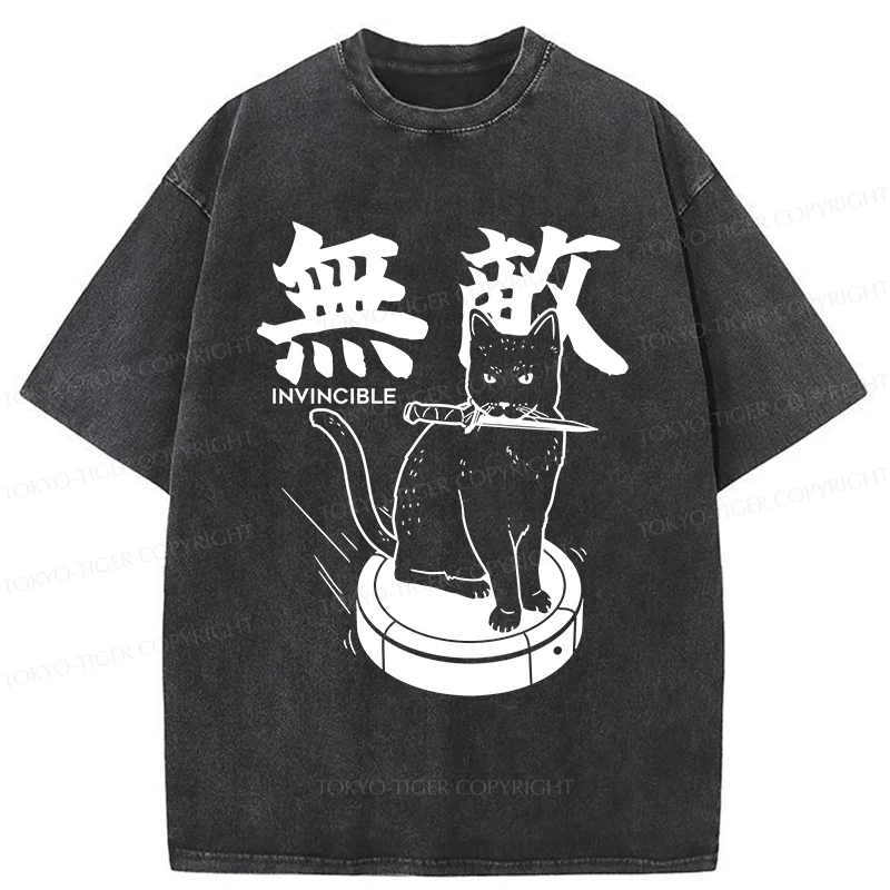 Tokyo-Tiger Invincible Cat Washed T-Shirt