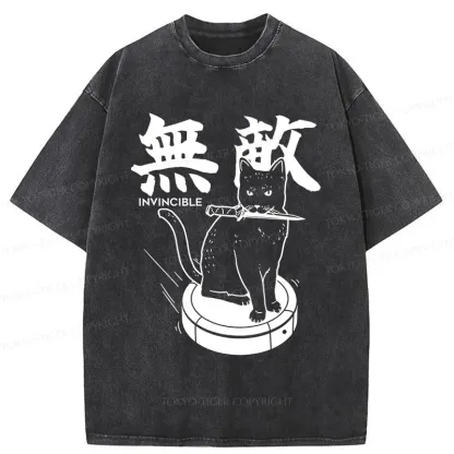 Tokyo-Tiger Invincible Cat Washed T-Shirt