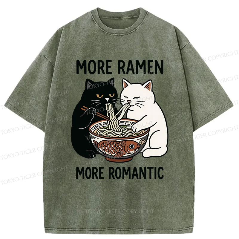 Tokyo-Tiger Two Cats Are Eating Ramen Washed T-Shirt