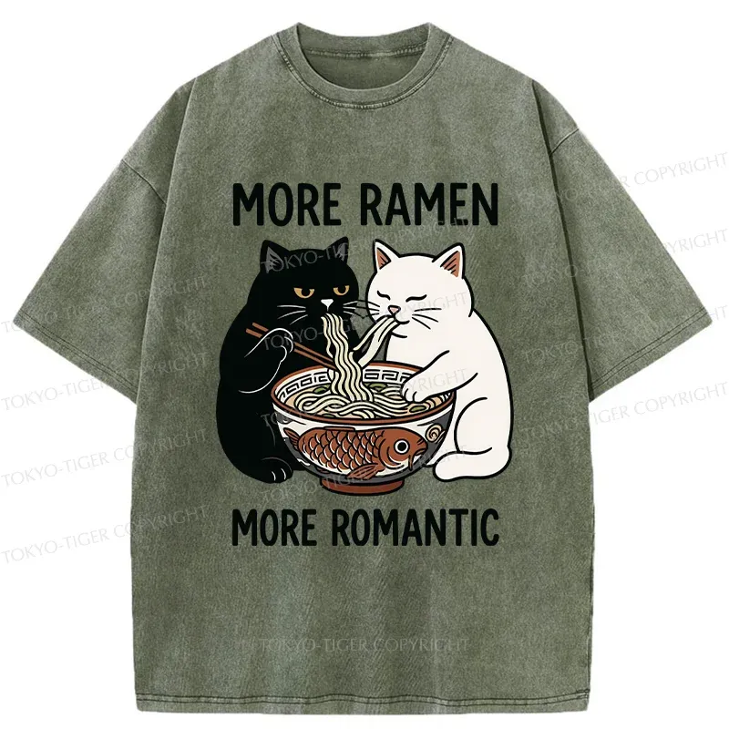 Tokyo-Tiger Two Cats Are Eating Ramen Washed T-Shirt