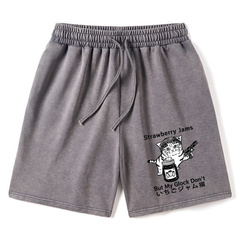 Tokyo-Tiger Strawberry Jam Cat Washed Shorts