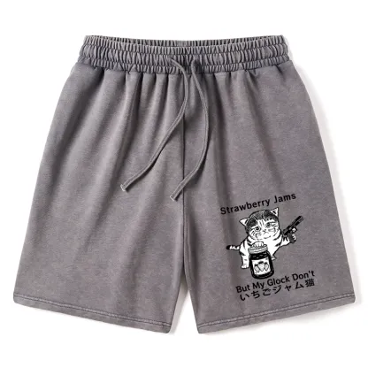 Tokyo-Tiger Strawberry Jam Cat Washed Shorts