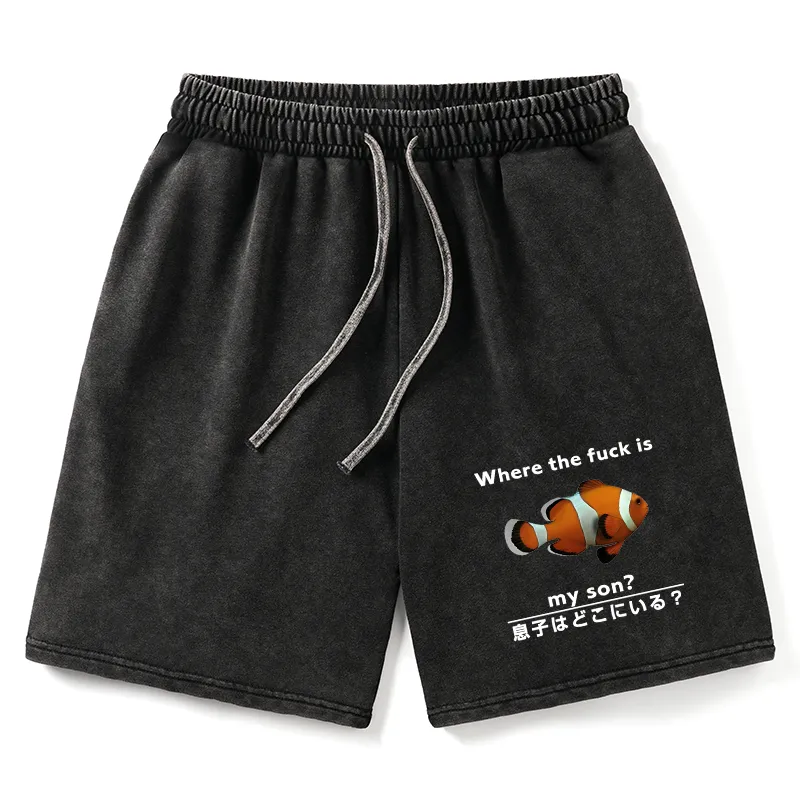 Tokyo-Tiger Fish Looking For Son Washed Shorts