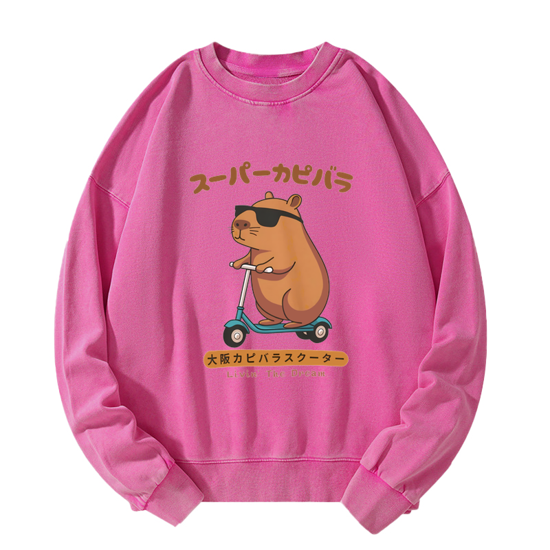Tokyo-Tiger Osaka Capybara Scooter Washed Sweatshirt