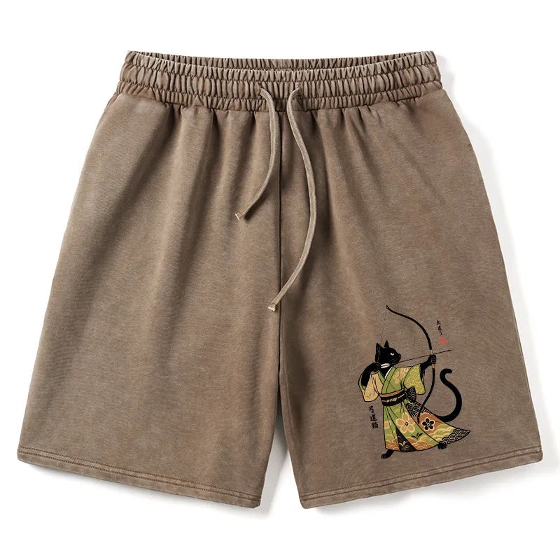 Tokyo-Tiger Japan Cat Archery Washed Shorts