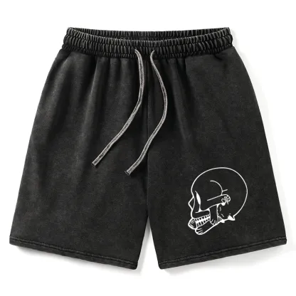 Tokyo-Tiger Funny Cat Eating Fish Washed Shorts