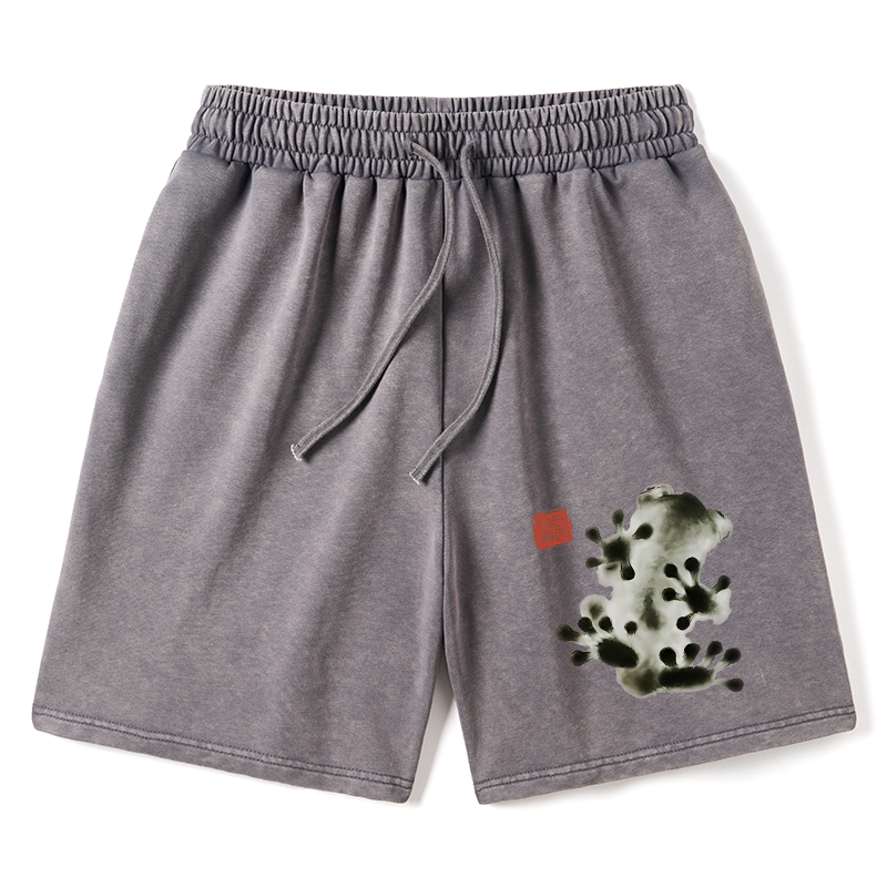 Tokyo-Tiger Ink Painting Frog Washed Shorts
