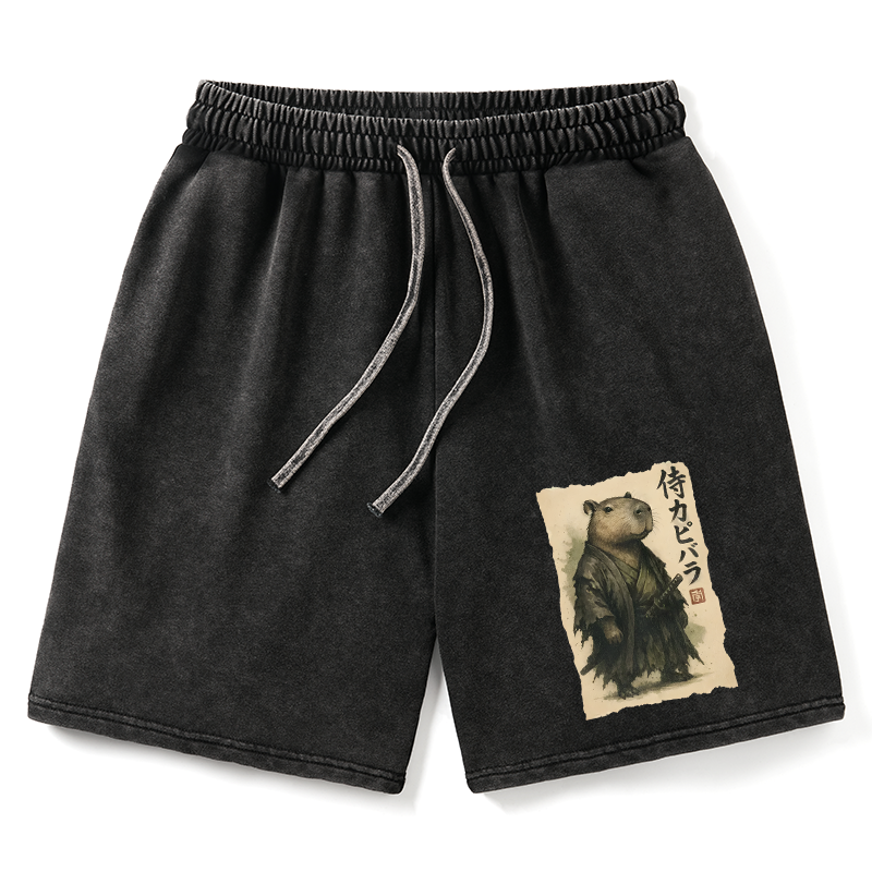 Tokyo-Tiger Capybara Samurai Washed Shorts