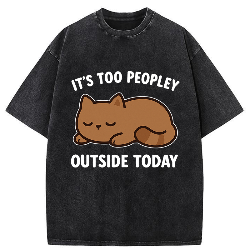 Tokyo-Tiger Kawaii Resting Cat Washed T-Shirt