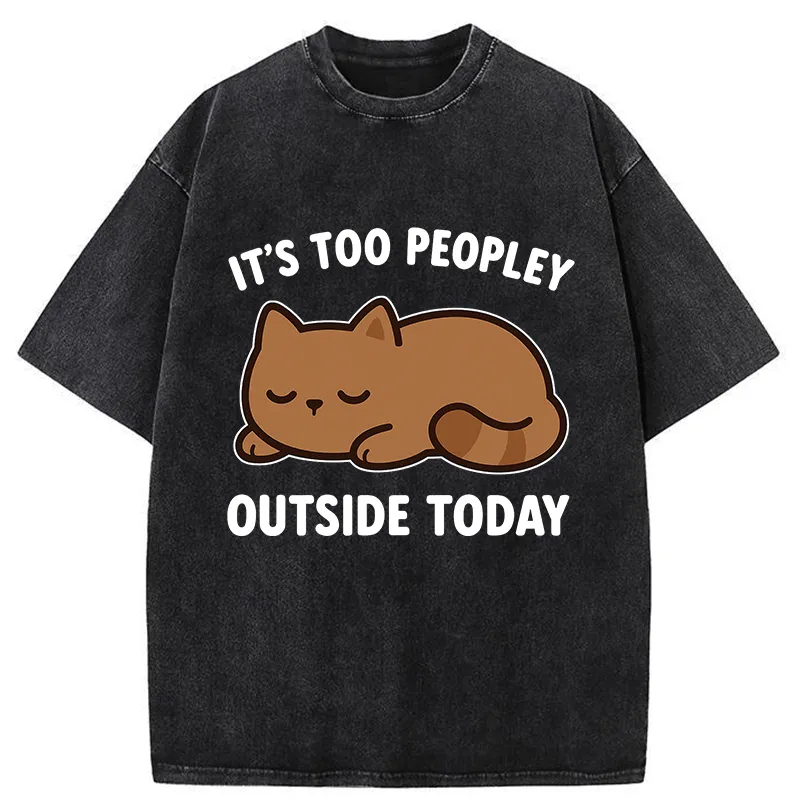 Tokyo-Tiger Kawaii Resting Cat Washed T-Shirt