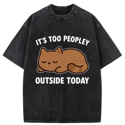 Tokyo-Tiger Kawaii Resting Cat Washed T-Shirt