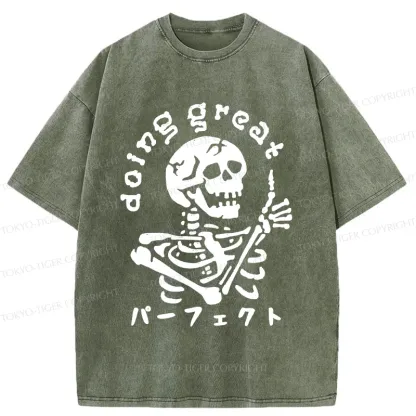 Tokyo-Tiger Encouragement Of The Skeleton Washed T-Shirt