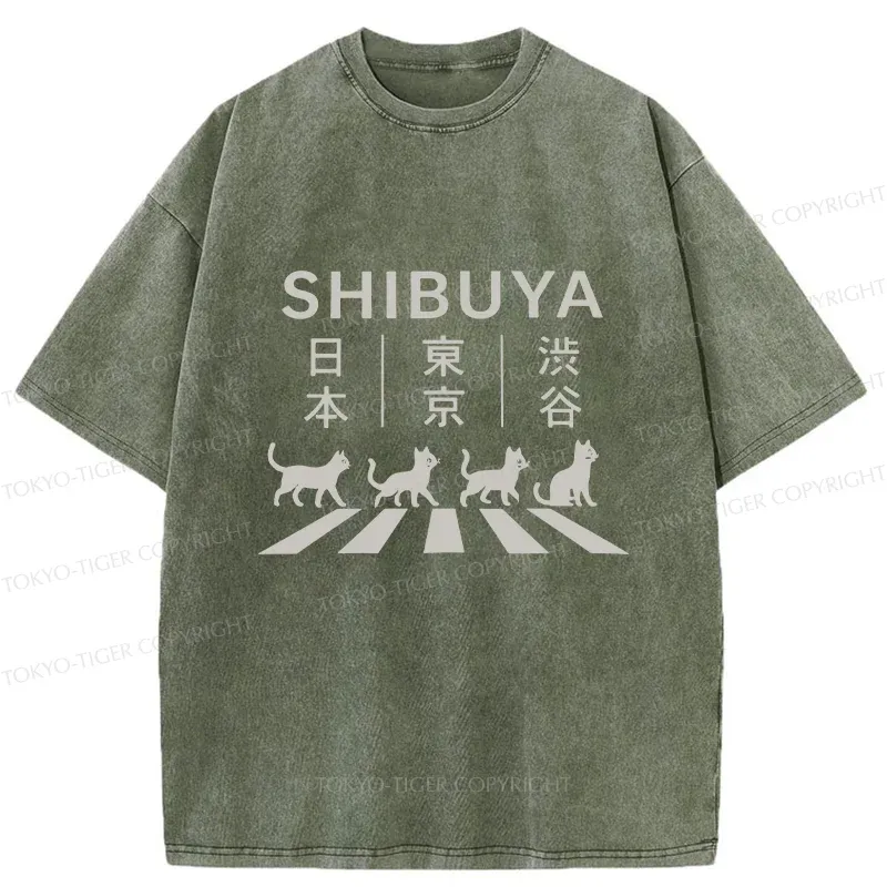 Tokyo-Tiger Shibuya Sidewalk Washed T-Shirt