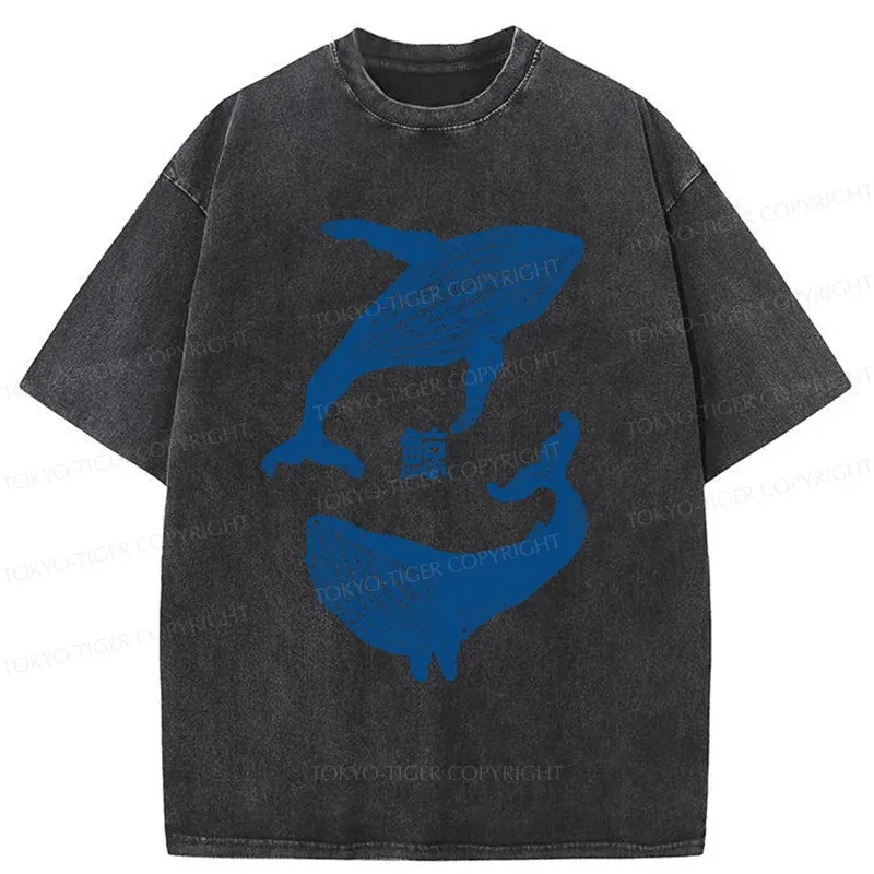 Tokyo-Tiger Japanese whale Washed T-Shirt