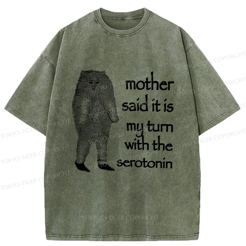 Tokyo-Tiger Cat Lacking Serotonin Washed T-Shirt