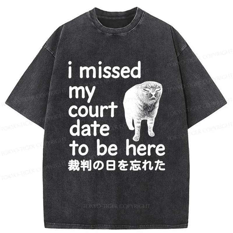 Tokyo-Tiger Funny Forgetful Cat Washed T-Shirt