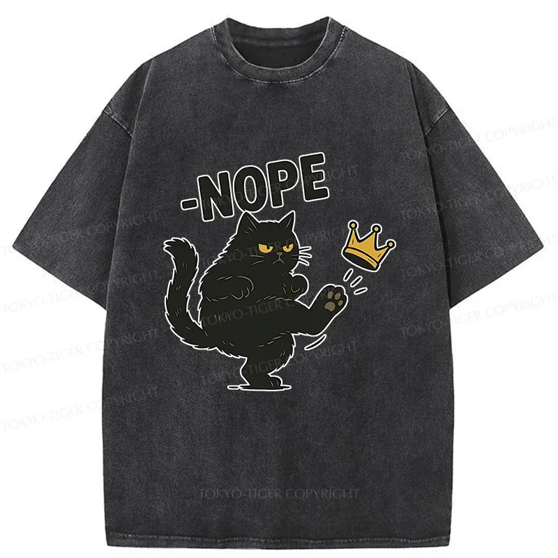 Tokyo-Tiger Cat Kicking The Crown Washed T-Shirt