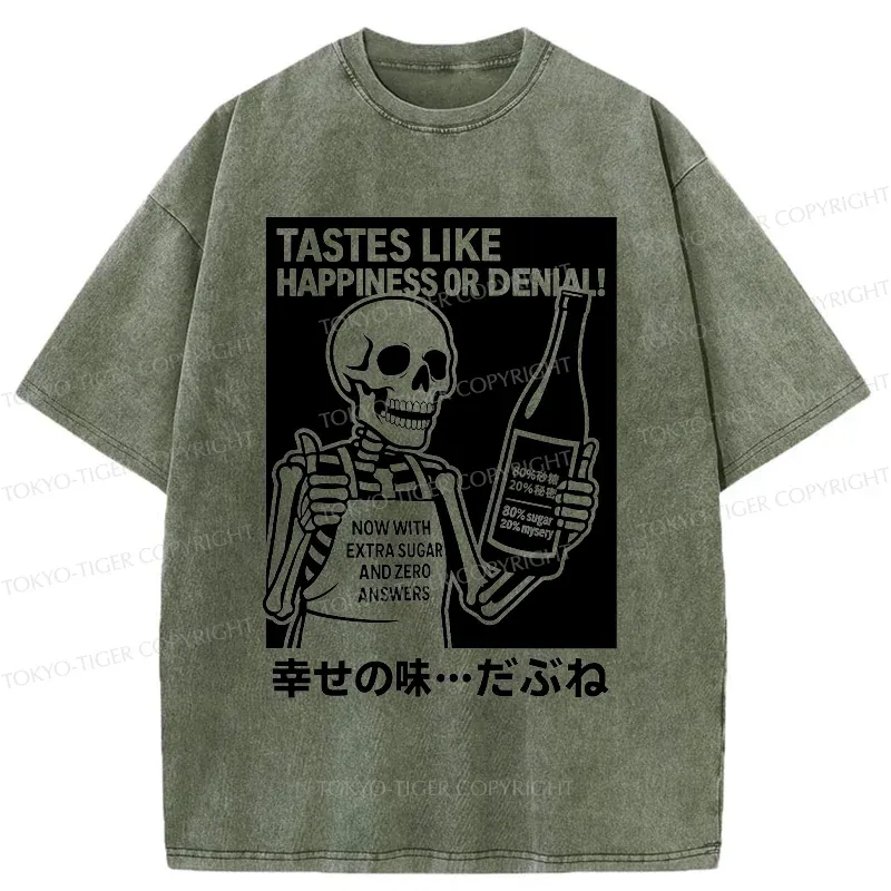 Tokyo-Tiger Taste Of Happiness Funny Washed T-Shirt