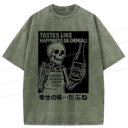 Tokyo-Tiger Taste Of Happiness Funny Washed T-Shirt