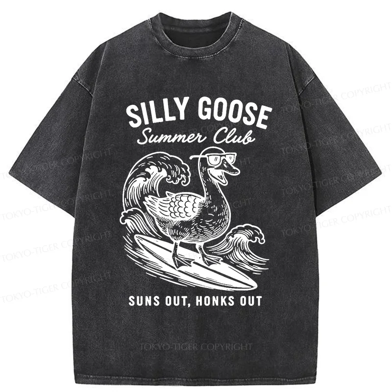 Tokyo-Tiger Stupid Goose Surfing Washed T-Shirt