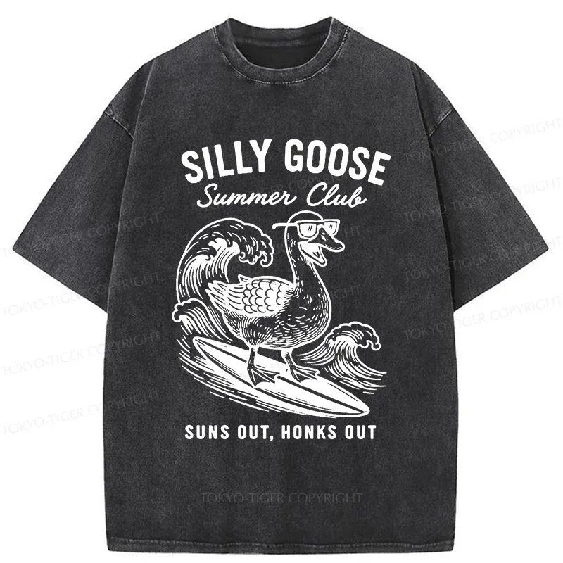 Tokyo-Tiger Stupid Goose Surfing Washed T-Shirt