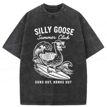 Tokyo-Tiger Stupid Goose Surfing Washed T-Shirt