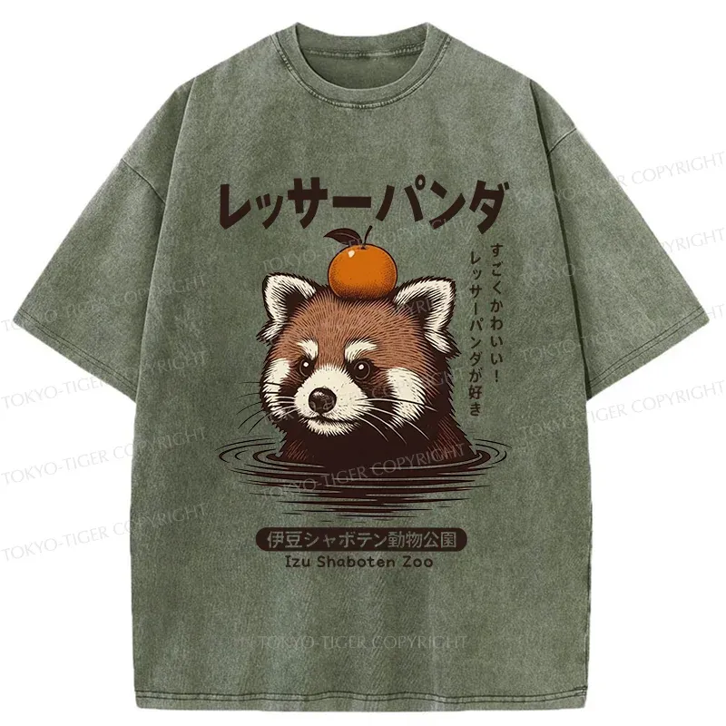 Tokyo-Tiger Cute Red Panda Washed T-Shirt