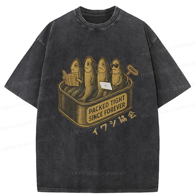 Tokyo-Tiger Sardines Office Worker Washed T-Shirt