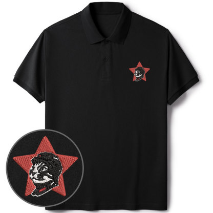 Tokyo-Tiger Funny Cat-ism Embroidered Polo T-Shirt