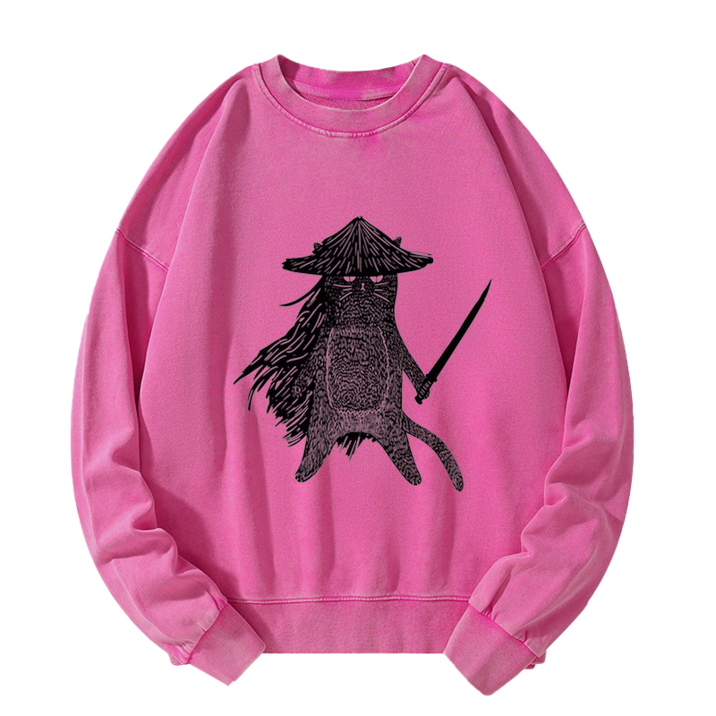 Tokyo-Tiger Japanese Samurai Cat Washed Sweatshirt Sale
