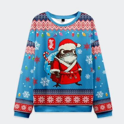 Tokyo-Tiger Frog Brings Gifts Christmas Ugly Sweatshirt
