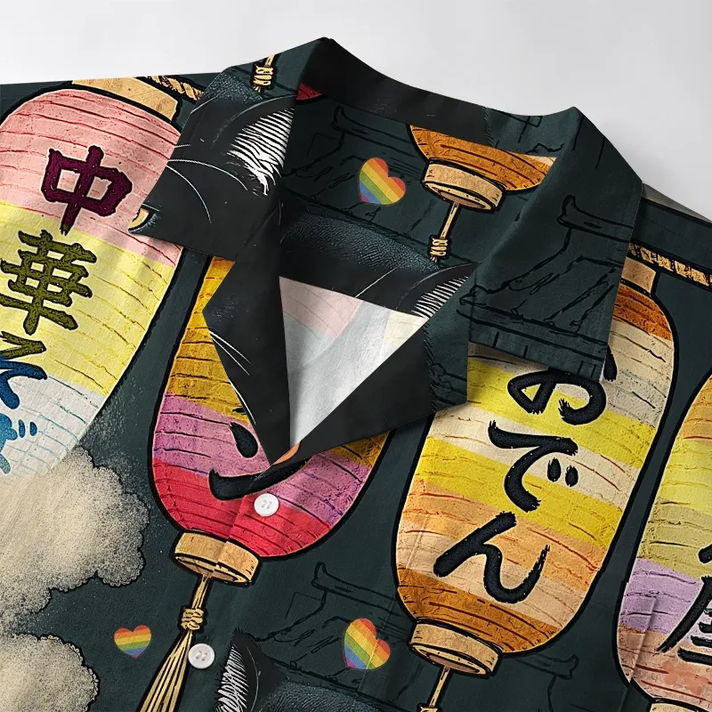 Tokyo-Tiger Pride Fat Cat Eating Ramen Aloha Hawaiian Shirt