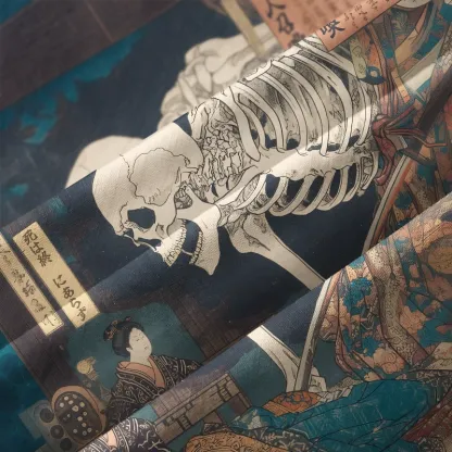 Tokyo-Tiger Ukiyoe Skeleton Yokai Button-up Shirt