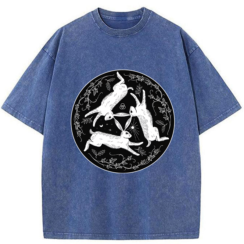 Tokyo-Tiger Three Hares Triple Rabbits Washed T-Shirt